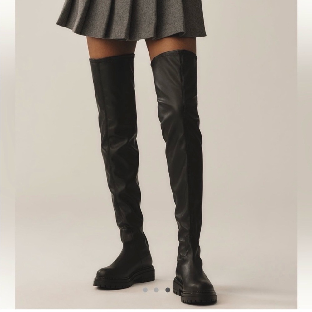 NEW Anthropologie Black Over-the-Knee Combat Boots